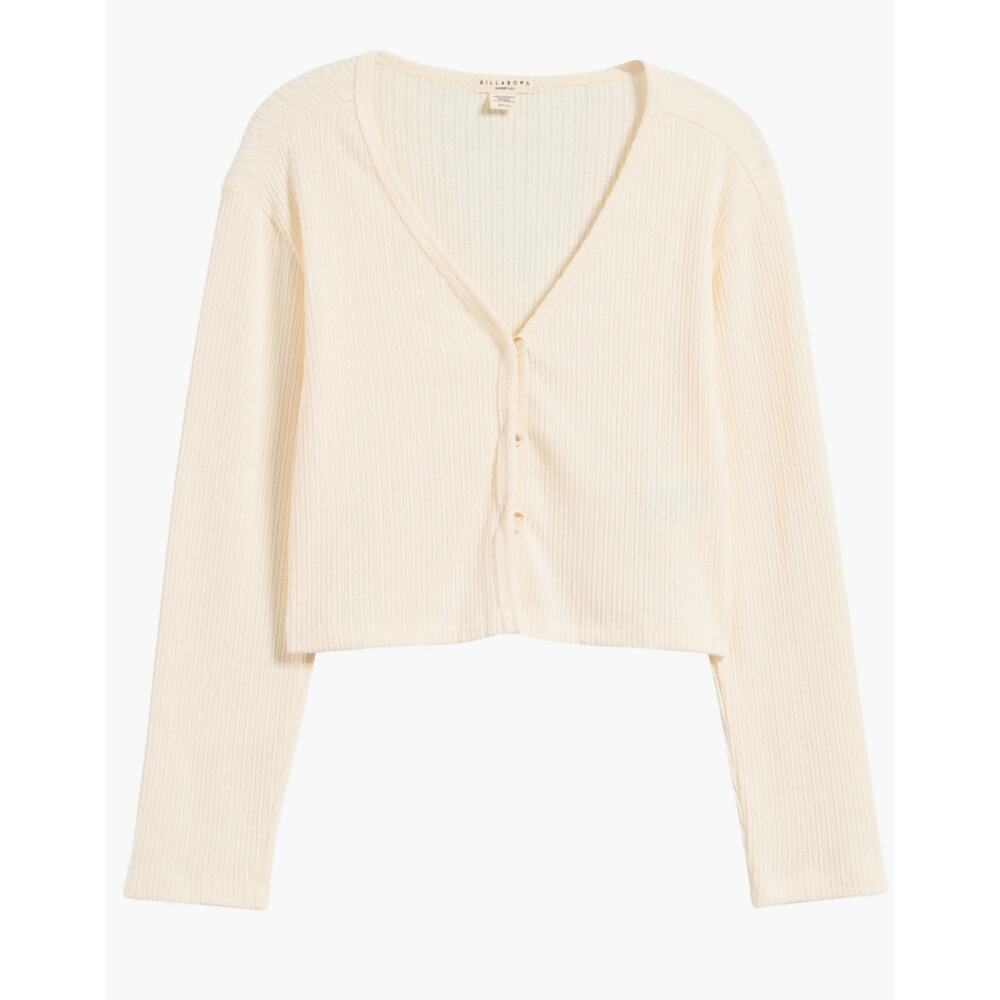 Billabong Lana Pointelle Stitch Button-Up Top size M / ribbed cardigan / sweater